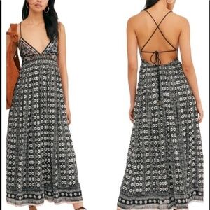 NWT Free People Good Vibes Embellished Mirror Halter Maxi Dress, XS